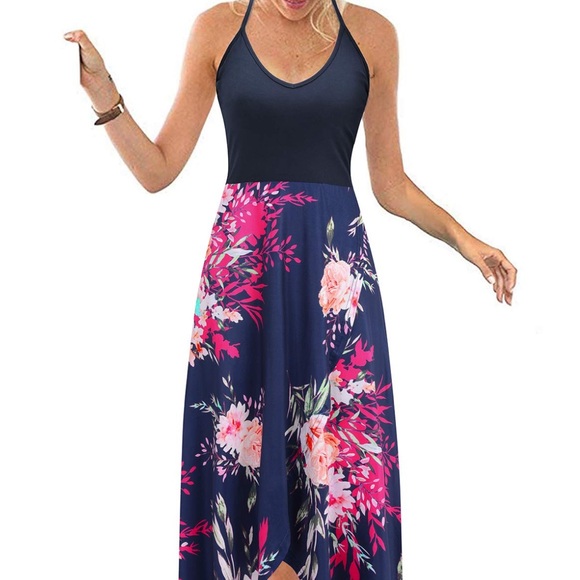Dresses & Skirts - 3/$10 Blue and Pink High-Low Maxi Dress Resort Wear